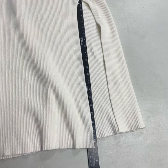 Women’s Ribbed Knit Sweater Dress Bodycon Maxi Square Neckline White Slit NWOT - Picture 5 of 9